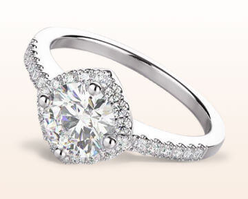 east west halo diamond engagement ring