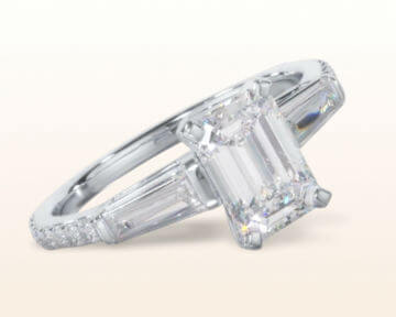 Three Stone Tapered Baguette Diamond Engagement Ring