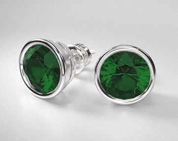 emerald stud earrings with bezel settings