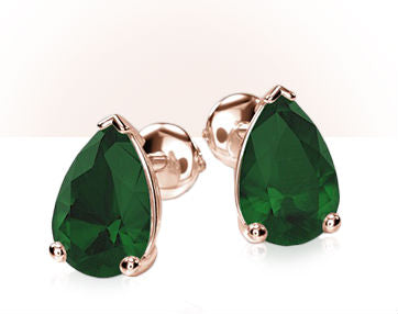 emerald stud earrings with prong setting