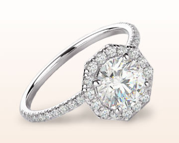 halo engagement ring with angular halo