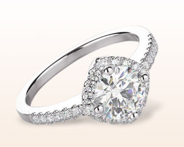 east west halo engagement ring