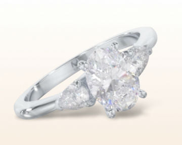 Three Stone Pear Diamond Engagement Ring