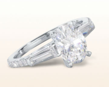 Three Stone Tapered Baguette Diamond Engagement Ring