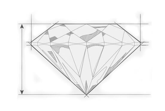 Diamond vector image showing depth of a diamond