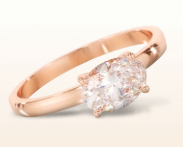 rose gold oval engagement rings classic four prong east west solitaire