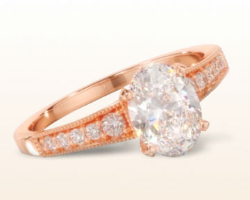 rose gold oval engagement rings milgrain diamond