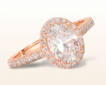 rose gold oval engagement rings paved halo