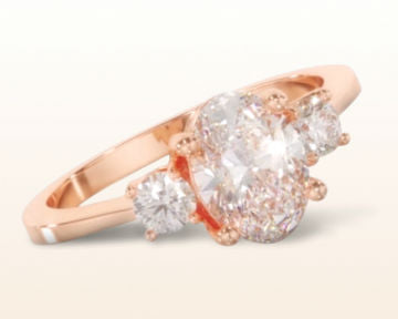 rose gold oval engagement rings petite three stone