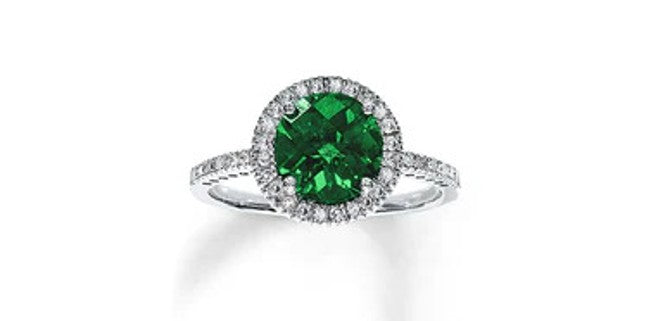 halo round emerald ring