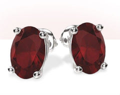 ruby stud earrings with oval gemstones
