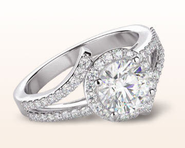 split shank halo engagement rings opening twist diamond