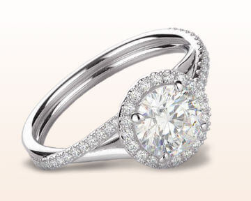 split shank halo engagement rings twisting diamond