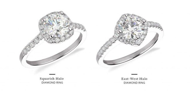 squarish vs east west halo ring