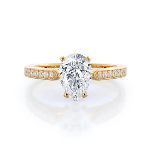 tapered cathedral diamond engagement ring