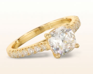 French Basket Pave Diamond Engagement Ring