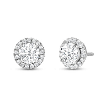 Round Diamond Halo Earrings