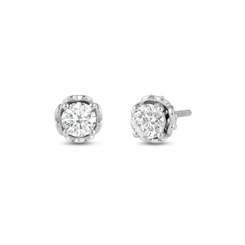 Four Prong Heart Basket Diamond Stud Earring