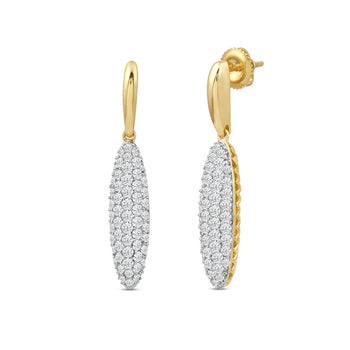 Domed Pave Elongated Oval Earrings