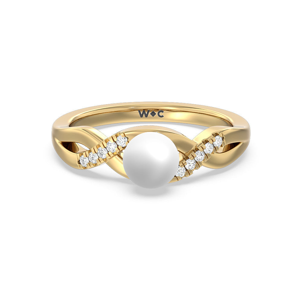 Pearl and Lab Diamond Infinity Shank Ring