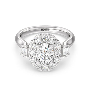 Vintage Glamour Deco Halo Diamond Engagement Ring