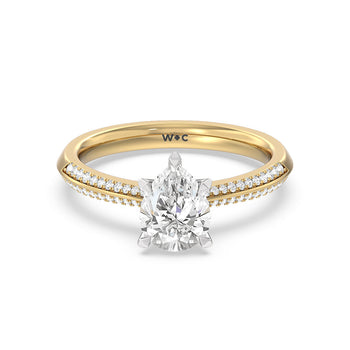 Tapered Knife Edge Hidden Halo Engagement Ring