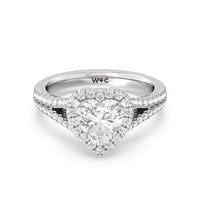 Split Shank Hidden Accent Halo Engagement Ring