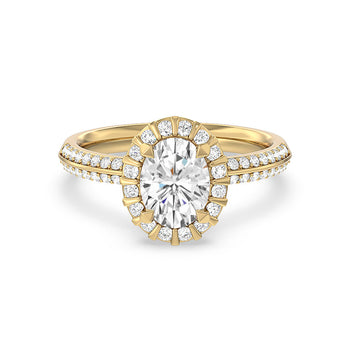 Pave Knife Edge Halo Engagement Ring