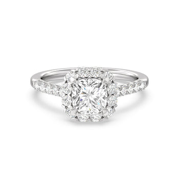 Shared Prong Halo Petal Engagement Ring