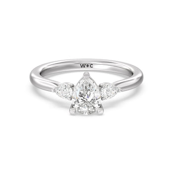 Fine Line Pear Three Stone Engagement Ring