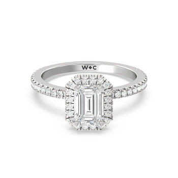 Pave Halo and Shank Engagement Ring