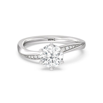 Six Prong Wavy Diamond Shank Engagement Ring