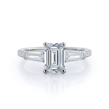 Three Stone Tapered Baguette Diamond Engagement Ring