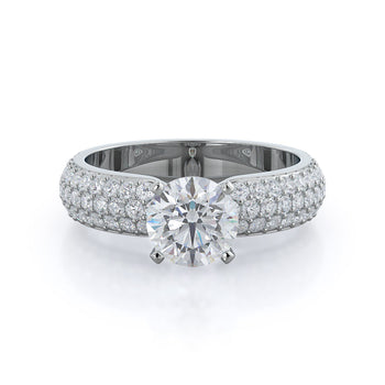 Three Row Diamond Engagement Ring