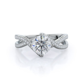 Twisting East West Diamond Engagement Ring