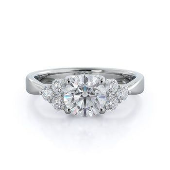 Cluster Side Stone Diamond Engagement Ring