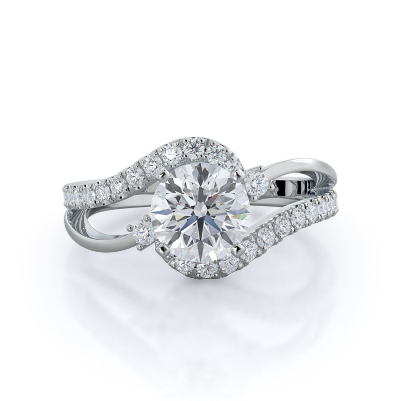 Two Tone Bypass Diamond Engagement Ring