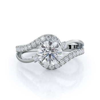 Two Tone Bypass Diamond Engagement Ring
