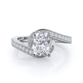 Twisting Underhalo Diamond Engagement Ring