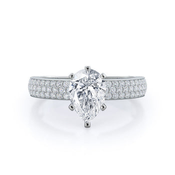 Three Row Micro Pave Diamond Engagement Ring