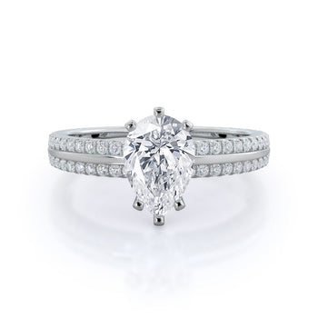 Pave Edged Diamond Engagement Ring