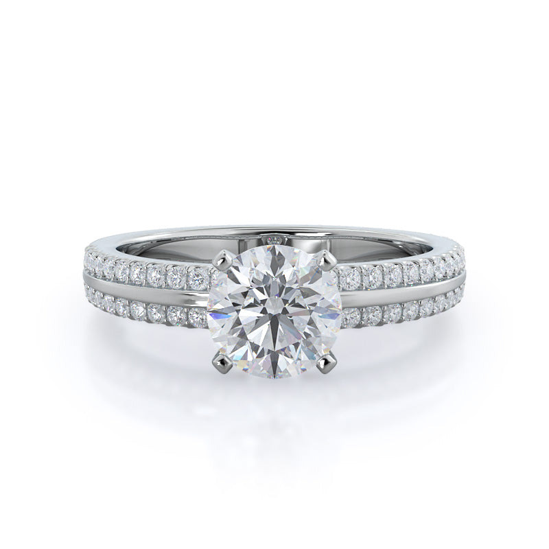 Pave Edged Diamond Engagement Ring