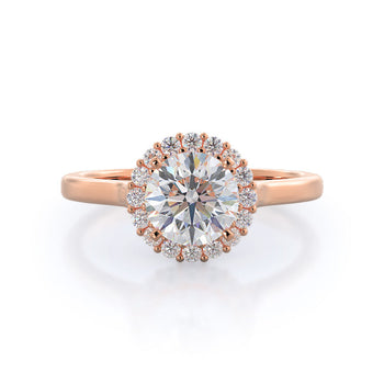 Plain Shank Halo Diamond Engagement Ring