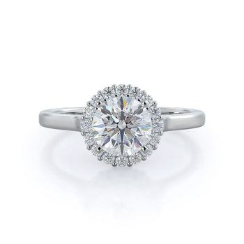 Plain Shank Halo Diamond Engagement Ring