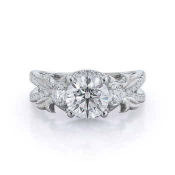 Three Stone Split Shank Diamond Engagement Ring