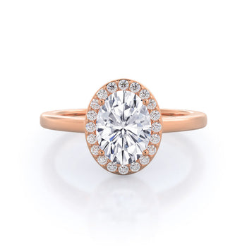 Plain Shank Halo Diamond Engagement Ring