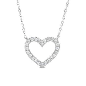 Petite Lab Created Diamond Studded Heart Necklace