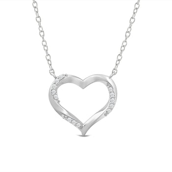 Twisted Lab Created Diamond Studded Heart Necklace