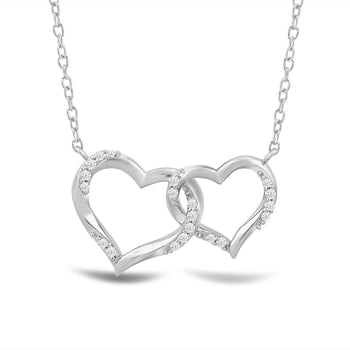 Twisted Lab Created Diamond Studded Interlocked Heart Necklace