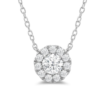 Halo Round Lab Created Diamond Necklace